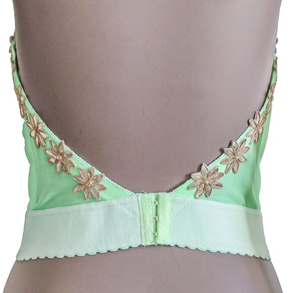 Embroidered Green Floral Corset Womens Bustier Top Elegant Floral Shapewear 34C - Picture 4 of 6